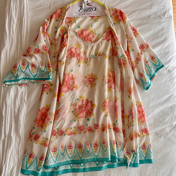 Anthropology Eloise 100% Cotton Voile Short Nightgown and Matching Robe S/M - Picture 1 of 13